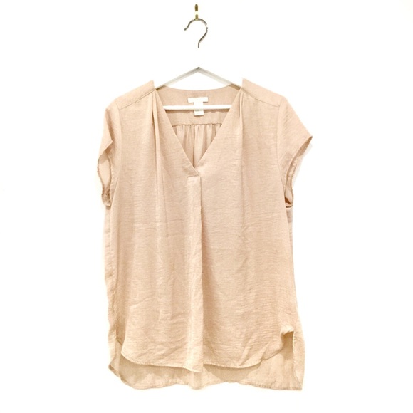 H&M Pink Flowy Short Sleeve Blouse Sz 12 - Picture 3 of 8